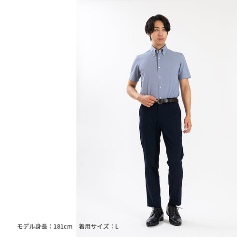 【日本製】 ワイシャツ メンズ ビジネス 半袖 ボタンダウン 吸水速乾 ノンアイロン 無地 イージーフォーマルシャツ ピンク(SHKN25-087-pi)